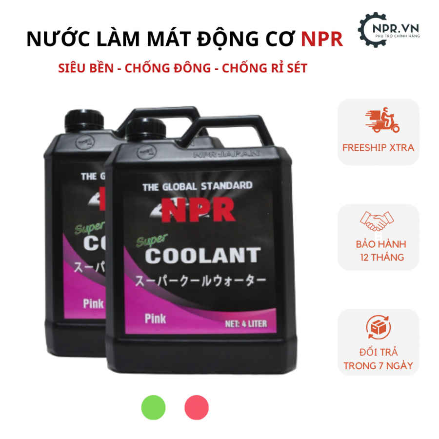Nước làm mát ô tô - Nước mát động cơ ô tô màu xanh đỏ chính hãng NPR JAPAN 4L,nuoc lam mat o to  nuoc mat dong co o to mau xanh do chinh hang npr japan 4l